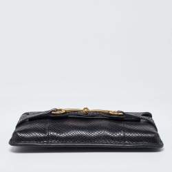 Pre Owned Gucci Black Snakeskin Bright Bit Clutch