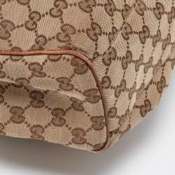 Pre Owned حقيبة يد غوتشي سوكي جلد وكانفاس جي جي أسود/ بيج متوسطة 