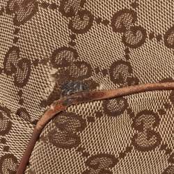 Pre Owned حقيبة يد غوتشي سوكي جلد وكانفاس جي جي أسود/ بيج متوسطة 