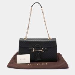 Pre Owned Gucci Black Microguccissima Leather Medium Emily Chain Shoulder Bag