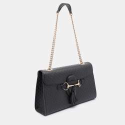 Pre Owned Gucci Black Microguccissima Leather Medium Emily Chain Shoulder Bag