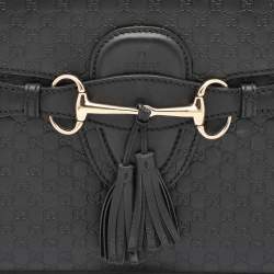 Pre Owned Gucci Black Microguccissima Leather Medium Emily Chain Shoulder Bag