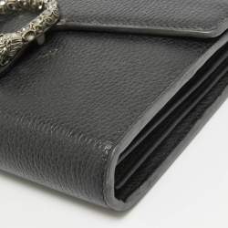 Pre Owned Gucci Black Leather Mini Dionysus Wallet On Chain