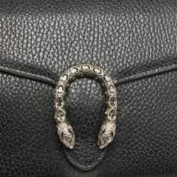 Pre Owned Gucci Black Leather Mini Dionysus Wallet On Chain