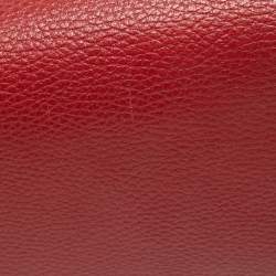 Pre Owned Gucci Red Leather Small Dollar Interlocking G Crossbody Bag