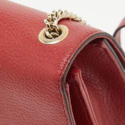 Pre Owned Gucci Red Leather Small Dollar Interlocking G Crossbody Bag