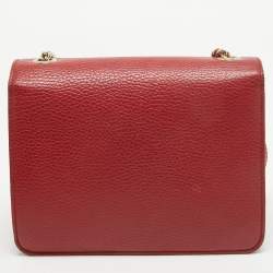 Pre Owned Gucci Red Leather Small Dollar Interlocking G Crossbody Bag