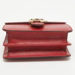 Pre Owned Gucci Red Leather Small Dollar Interlocking G Crossbody Bag