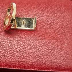 Pre Owned Gucci Red Leather Small Dollar Interlocking G Crossbody Bag