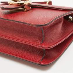 Pre Owned Gucci Red Leather Small Dollar Interlocking G Crossbody Bag