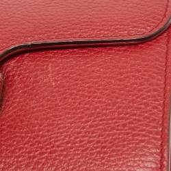Pre Owned Gucci Red Leather Small Dollar Interlocking G Crossbody Bag