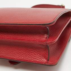 Pre Owned Gucci Red Leather Small Dollar Interlocking G Crossbody Bag