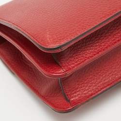 Pre Owned Gucci Red Leather Small Dollar Interlocking G Crossbody Bag