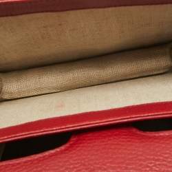 Pre Owned Gucci Red Leather Small Dollar Interlocking G Crossbody Bag