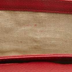 Pre Owned Gucci Red Leather Small Dollar Interlocking G Crossbody Bag