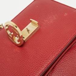 Pre Owned Gucci Red Leather Small Dollar Interlocking G Crossbody Bag