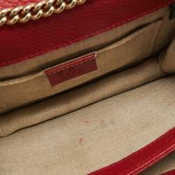 Pre Owned Gucci Red Leather Small Dollar Interlocking G Crossbody Bag