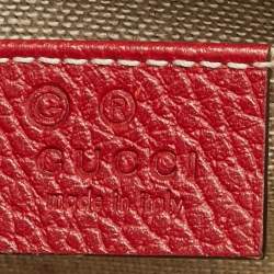 Pre Owned Gucci Red Leather Small Dollar Interlocking G Crossbody Bag