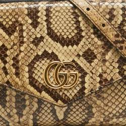 Pre Owned Gucci Beige/Black Python and Leather Medium Thiara Double Envelope Shoulder Bag