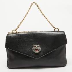 Pre Owned Gucci Beige/Black Python and Leather Medium Thiara Double Envelope Shoulder Bag