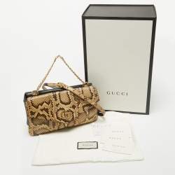 Pre Owned Gucci Beige/Black Python and Leather Medium Thiara Double Envelope Shoulder Bag