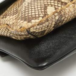 Pre Owned Gucci Beige/Black Python and Leather Medium Thiara Double Envelope Shoulder Bag
