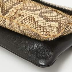 Pre Owned Gucci Beige/Black Python and Leather Medium Thiara Double Envelope Shoulder Bag