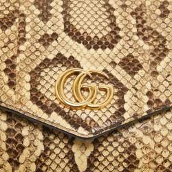Pre Owned Gucci Beige/Black Python and Leather Medium Thiara Double Envelope Shoulder Bag