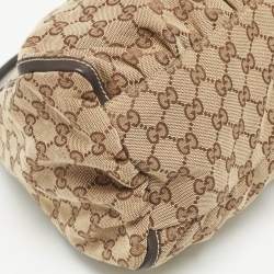 Pre Owned Gucci Brown/Beige GG Canvas and Leather Abbey D-Ring Hobo