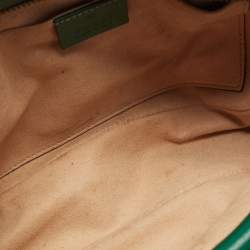 Pre Owned Gucci Green Matelassé Leather Small GG Marmont Shoulder Bag