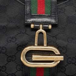 Gucci Black GG Canvas and Leather Junco Shoulder Bag