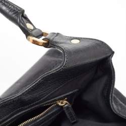 Gucci Black GG Canvas and Leather Junco Shoulder Bag