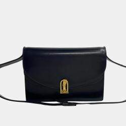 Gucci Black Leather Flap Crossbody Bag