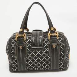 Gucci Black/White Printed Canvas and Leather Medium Aviatrix Boston Bag