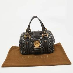 Gucci Black/White Printed Canvas and Leather Medium Aviatrix Boston Bag