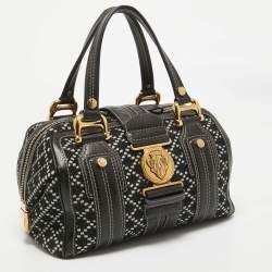 Gucci Black/White Printed Canvas and Leather Medium Aviatrix Boston Bag