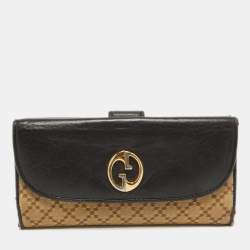 Gucci Beige/Black Diamante Canvas and Leather 1973 Continental Wallet