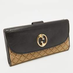 Gucci Beige/Black Diamante Canvas and Leather 1973 Continental Wallet