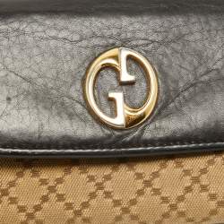 Gucci Beige/Black Diamante Canvas and Leather 1973 Continental Wallet