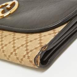 Gucci Beige/Black Diamante Canvas and Leather 1973 Continental Wallet