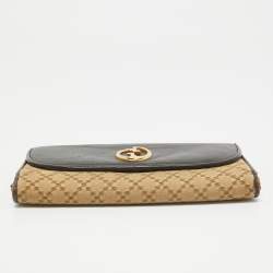 Gucci Beige/Black Diamante Canvas and Leather 1973 Continental Wallet