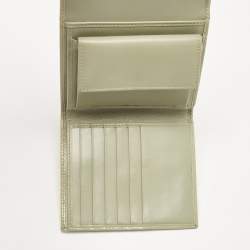 Gucci Beige/Green Supreme Canvas and Patent Leather Trifold Compact Wallet