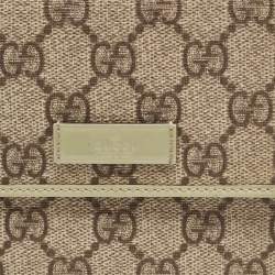 Gucci Beige/Green Supreme Canvas and Patent Leather Trifold Compact Wallet
