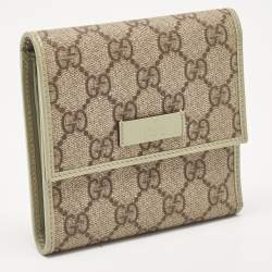 Gucci Beige/Green Supreme Canvas and Patent Leather Trifold Compact Wallet