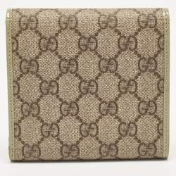 Gucci Beige/Green Supreme Canvas and Patent Leather Trifold Compact Wallet