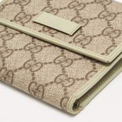 Gucci Beige/Green Supreme Canvas and Patent Leather Trifold Compact Wallet