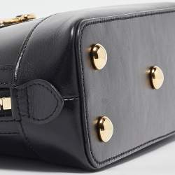 Pre Owned Gucci Black Leather Small Horsebit 1955 Top Handle Bag