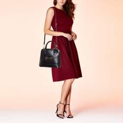 Pre Owned Gucci Black Leather Small Horsebit 1955 Top Handle Bag