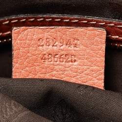 Pre Owned Gucci Beige/Brick Orange GG Canvas Medium Bamboo Bar Tote