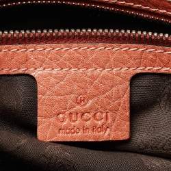 Pre Owned Gucci Beige/Brick Orange GG Canvas Medium Bamboo Bar Tote